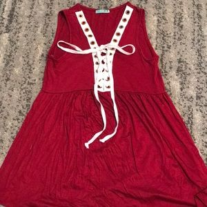 Red lace up top